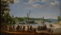 The departure of the Pilgrims from Delfshaven, 1620 painting by Adam Willaerts Royalty Free Stock Photo